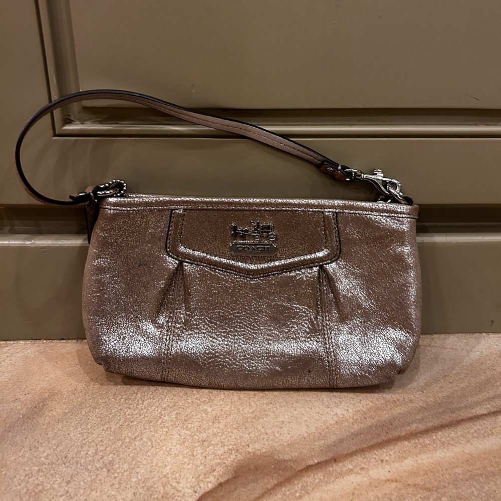 Coach handbag - silver metallic. Dust bag included.
